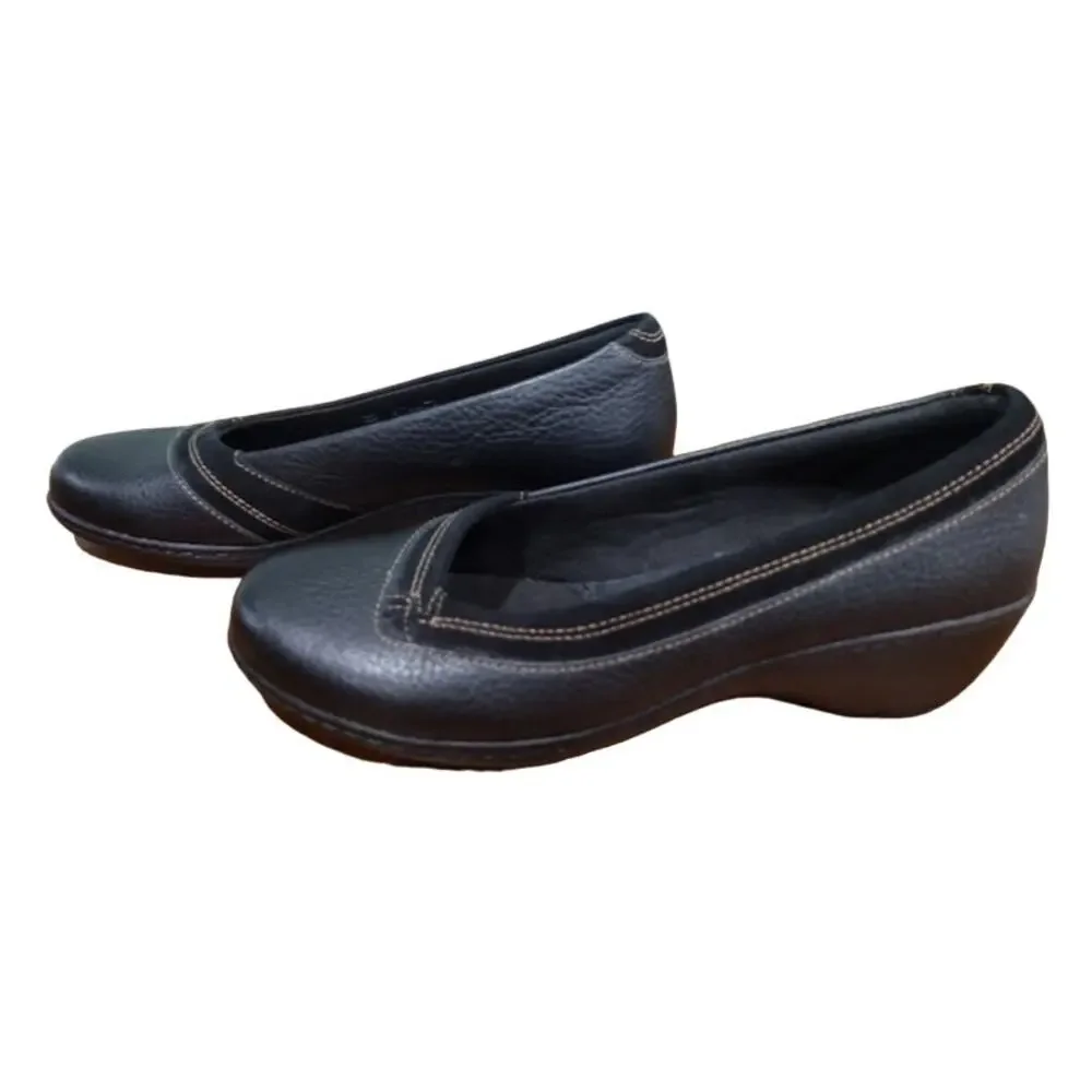 Clarks‎ Bendables Chunky Rubber Soled Slip Ons, Black, Sz 7.5